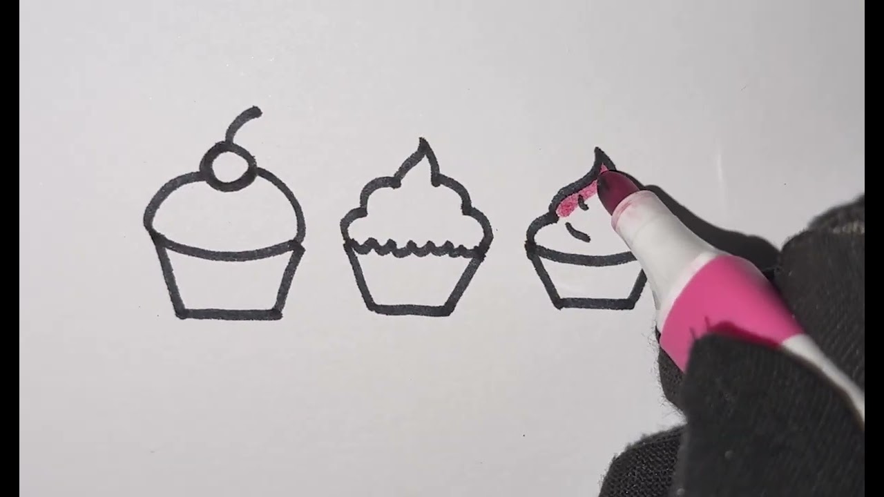 Cute & Colorful  3 different Cupcakes 🧁 Drawing Tutorial for Kids and Beginners 