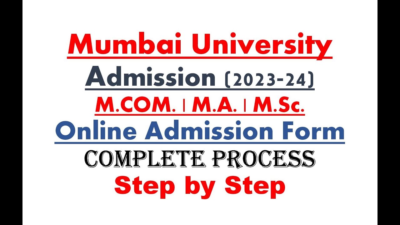 MA | MCOM | MSC | Admission Process | Step by Step Complete Process | Mumbai University | 2023-24