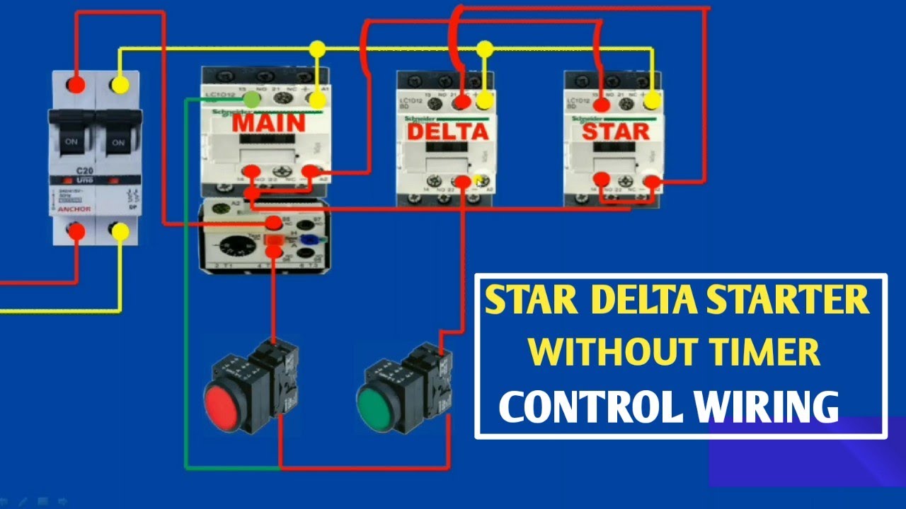 Star Delta Starter Control Wiring Connection Without using Timer