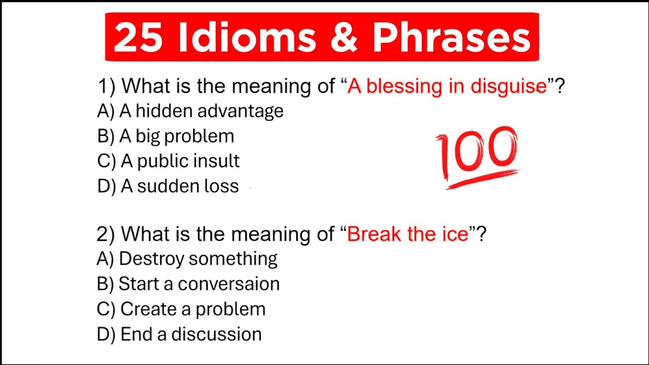 25 Basic Idioms & Phrases 🔥 | Proper Explanation | SSC-CGL PYQs | Competitive Exams | Idioms' Class