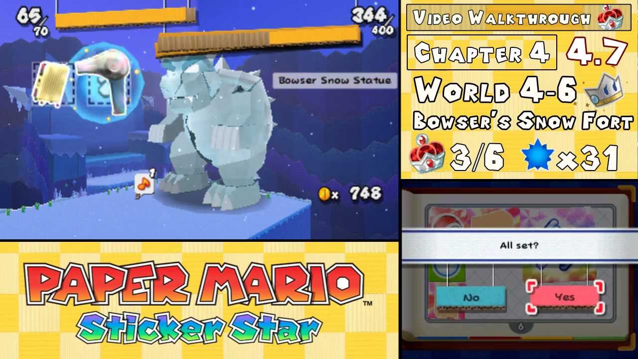 Paper Mario: Sticker Star Walkthrough 4.7 (World 4-6) Bowser's Snow Fort