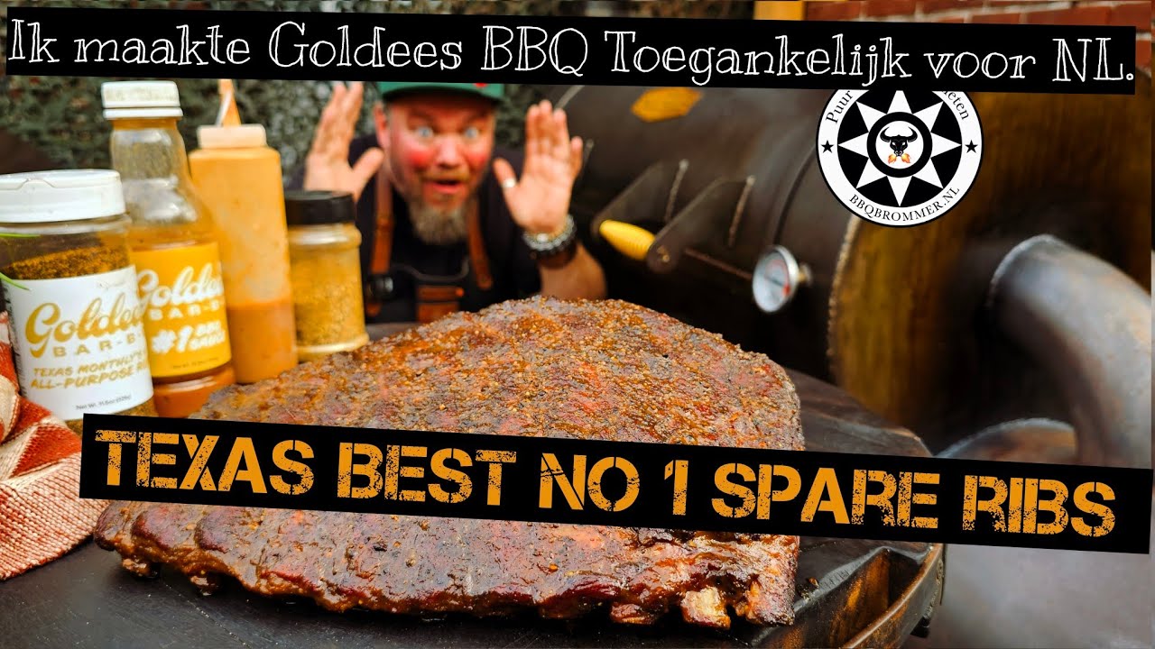 Nu kun je zelf Goldees BBQ spareribs thuis maken - Texas NO1 best Ribs offsetsmoker