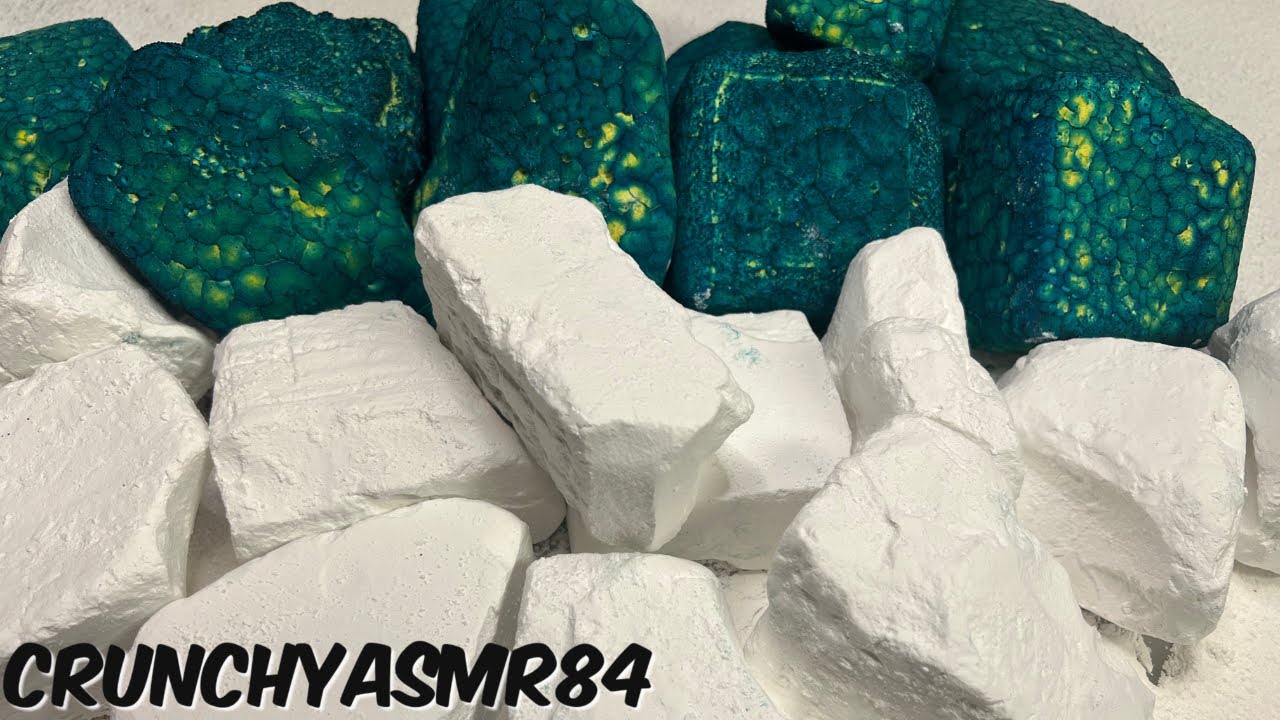 Ocean Water Blue Pasted Chalk Chunks + Fresh Cloud PJ Chalk Chunks | Oddly Satisfying | ASMR 