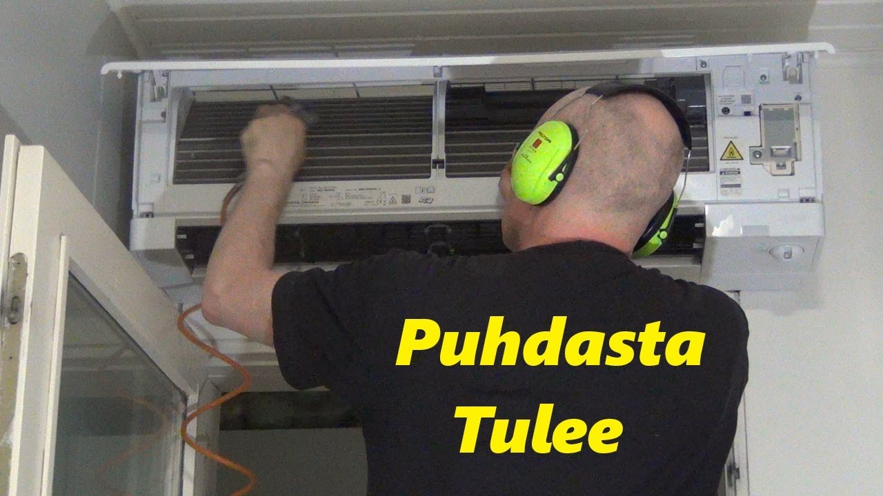 Ilmalämpöpumpun sisäyksikön puhdistus paineilmalla