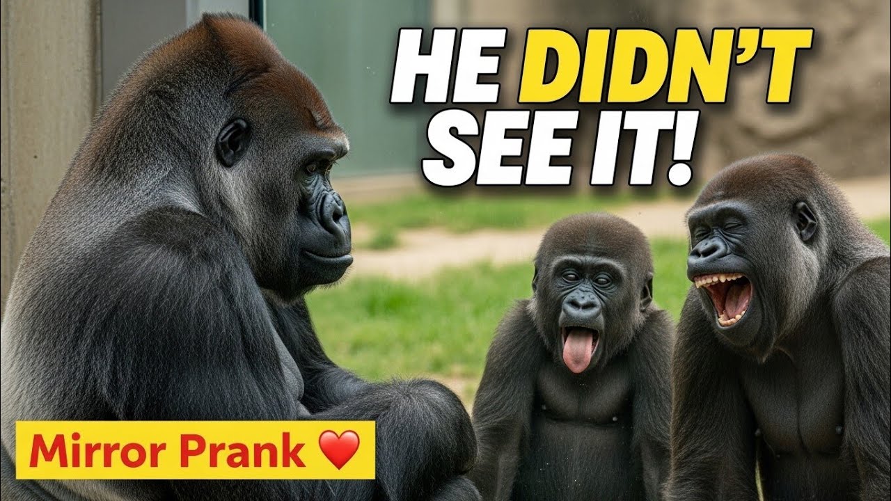 Mirror Ambush! Baby Gorilla Pranks Dad’s “Serious Face” Practice 😂🦍