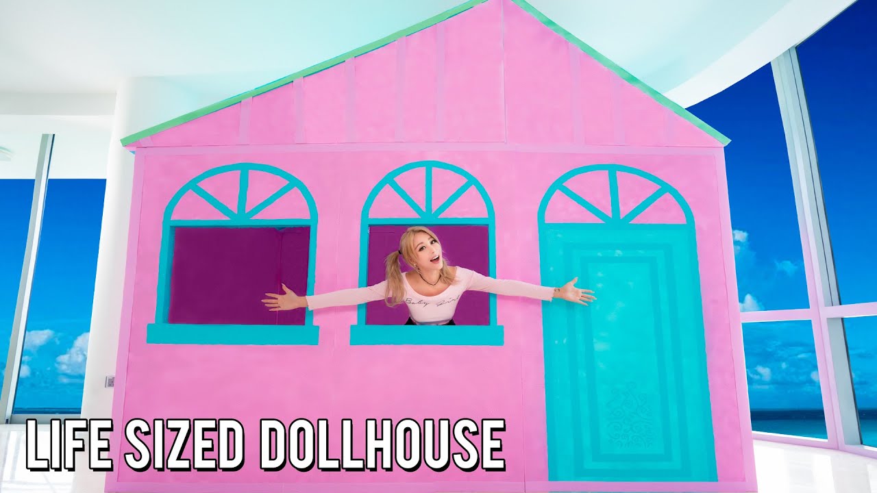 I Lived In A Life Sized Dollhouse For 24 Hours Challenge!