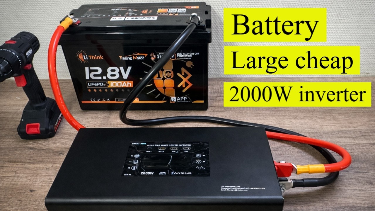 Falownik 12 V, test 2000 W, maksymalny ciągły prąd rozładowania, akumulator 100 Ah
