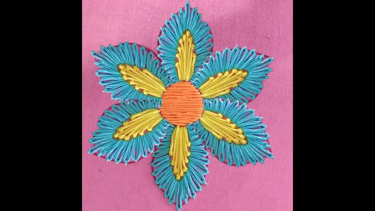 How to do Lazy Daisy Stitch Flower Embroidery 🌸🌸🩷 Modern Flower Embroidery Needle Work #bordado