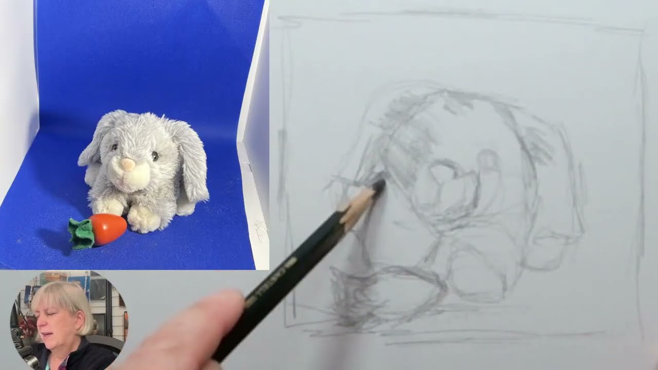Sketching in Mixed Media, SMArt Sketch Club, Live Sketch-along - sketch an Easter Bunny with me!