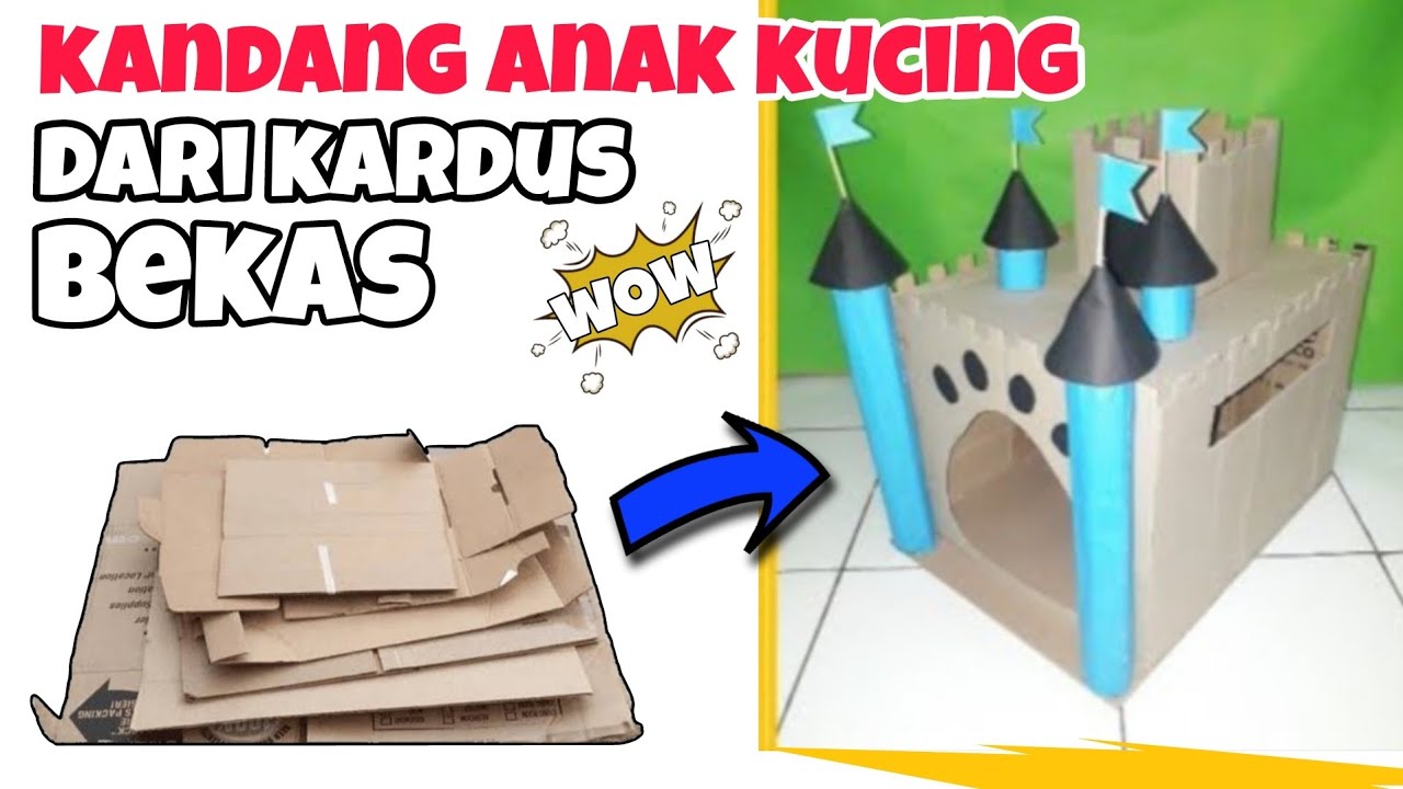 Cara membuat ❗ kandang anak kucing dari kardus bekas - DIY