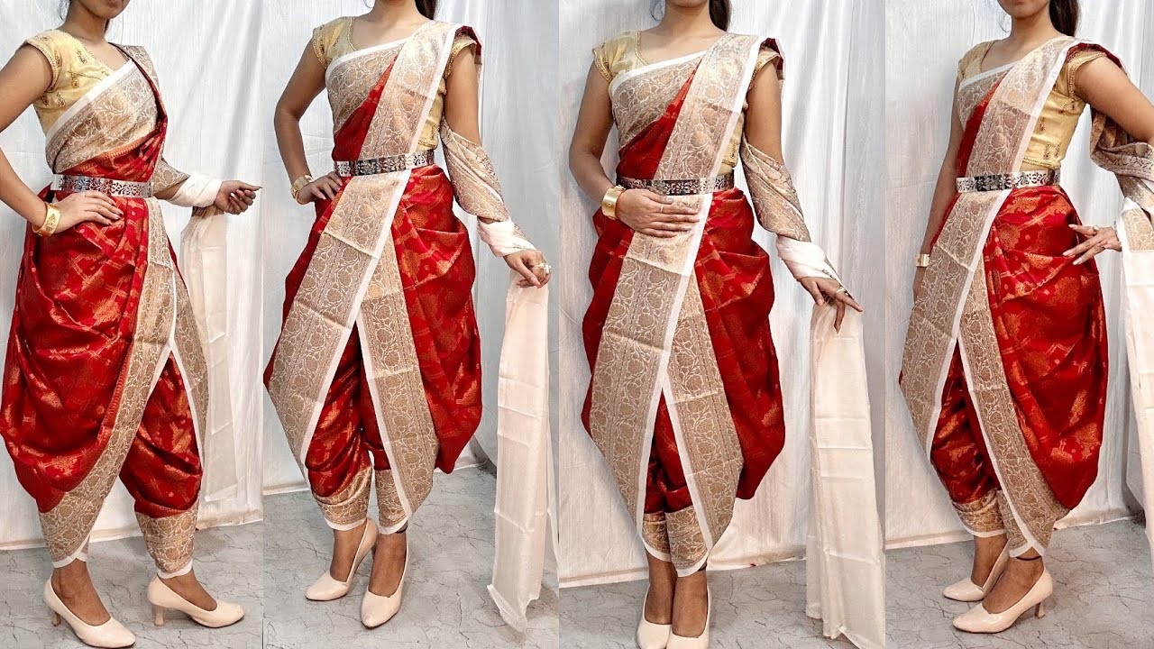 5 METER COTTON SAREE DRAPING IN DHOTI STYLE|BEGINNER'S DHOTI SAREE DRAPING TUTORIAL|HINDI