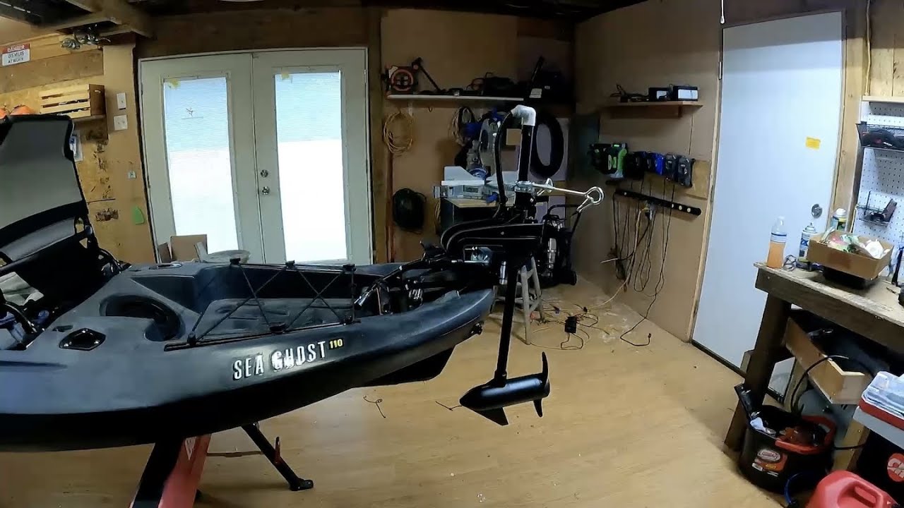 DIY Trolling Motor on Kayak Vibe Sea Ghost 110/Demo on the water