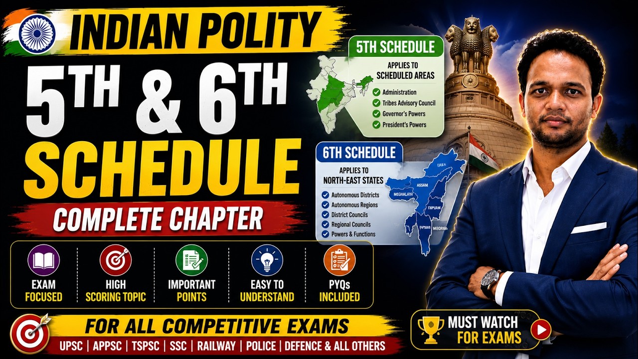 Indian Polity | 5th & 6th Schedule Complete Chapter | Scheduled Areas & Tribal Areas |  Exams
