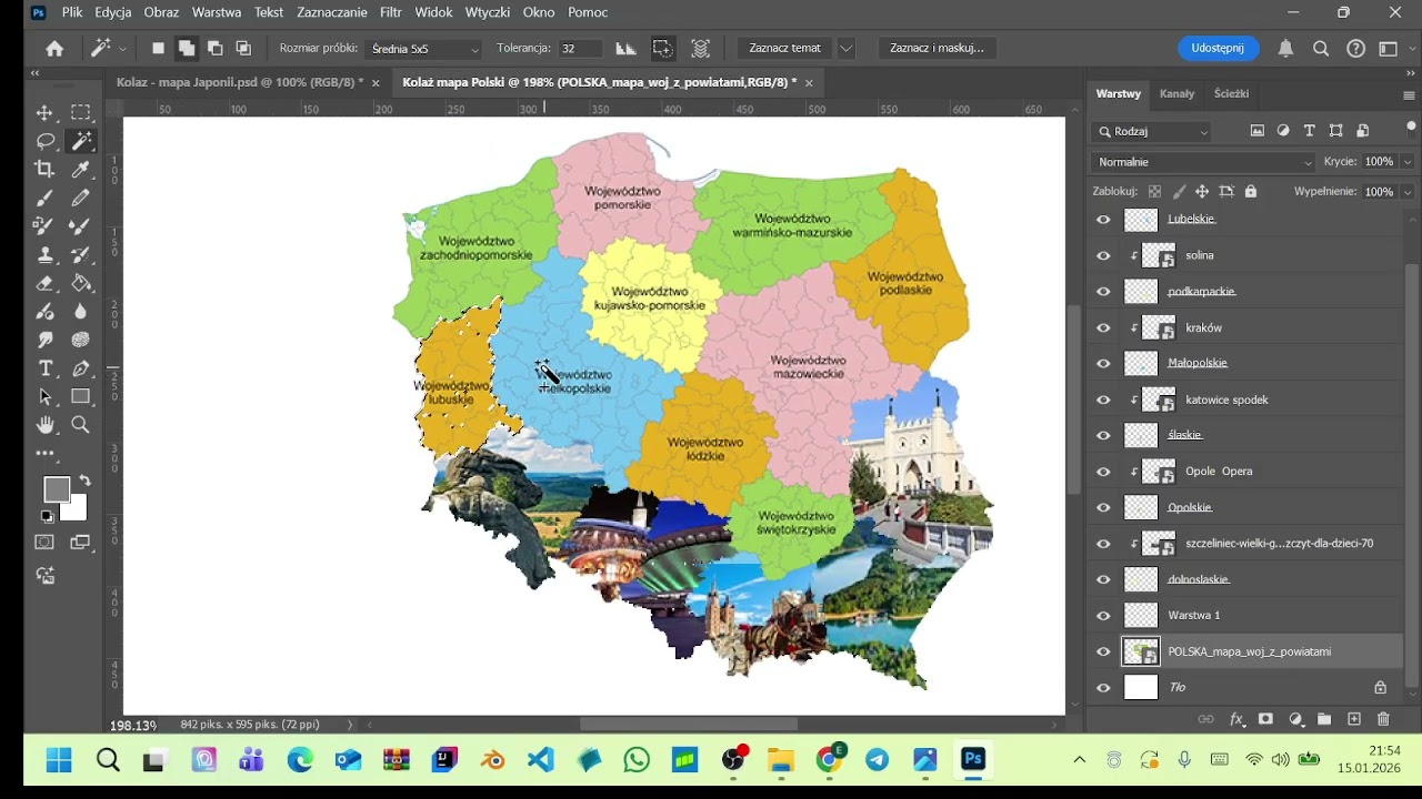 Jak zrobić kolaż  w kształcie mapy w programie Adobe Photoshop?