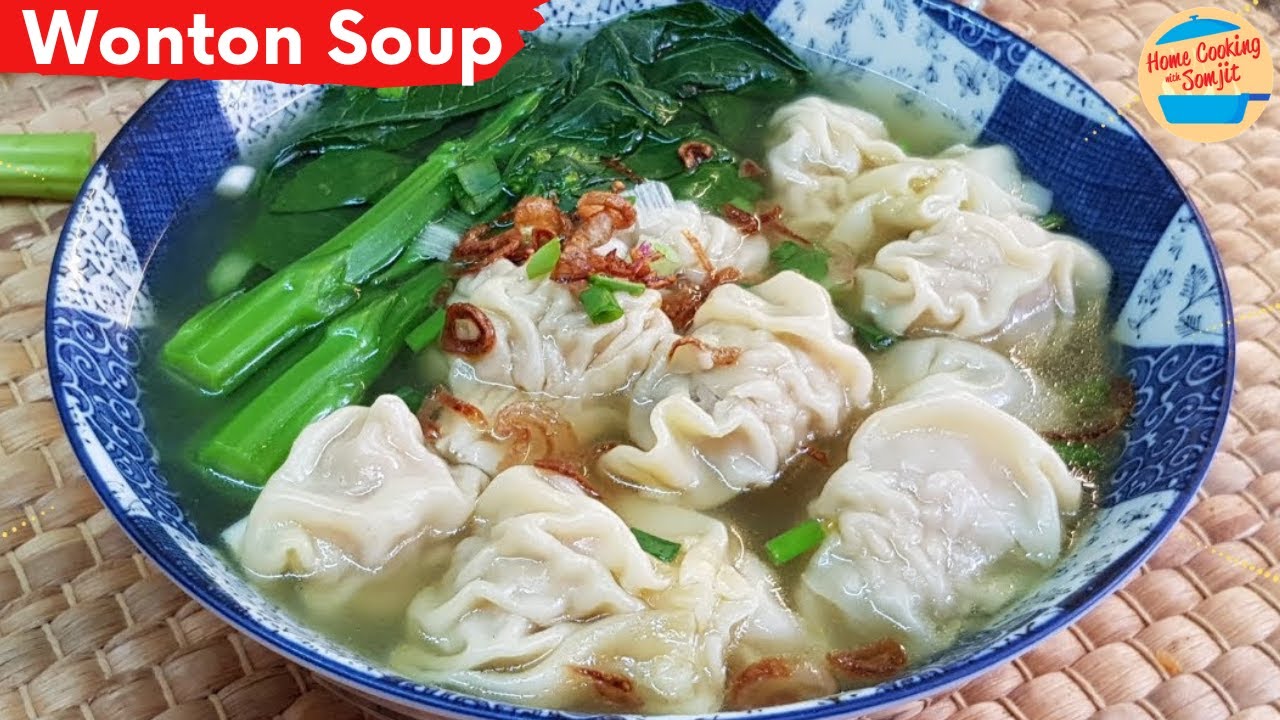 Простой рецепт супа с вонтонами и куриным бульоном