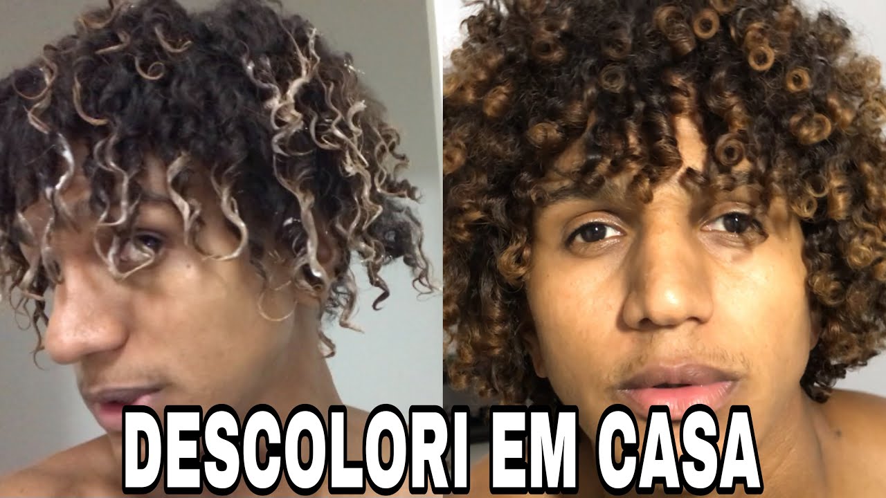 MORENO ILUMINADO ( descolorindo  meu cabelo cacheado em casa sozinho)