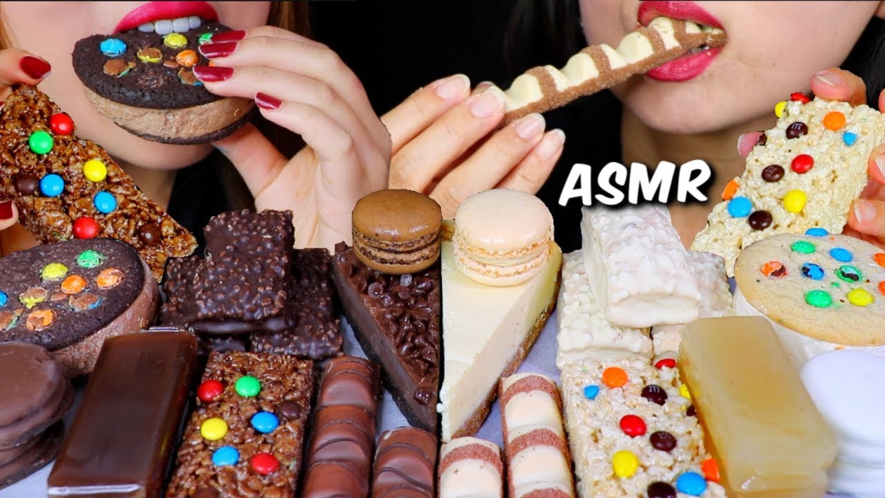 ASMR CHOCOLATE CHEESECAKE, M&M's ICE CREAM, RICE KRISPIES, OREO, KINDER, JELLY 먹방 | Kim&Liz ASMR