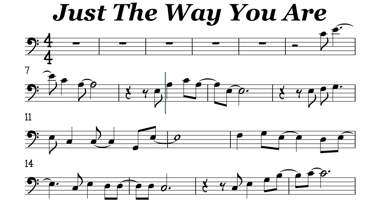 Just The Way You Are Cello Trombone Sheet Music Backing Track Play Along Partitura