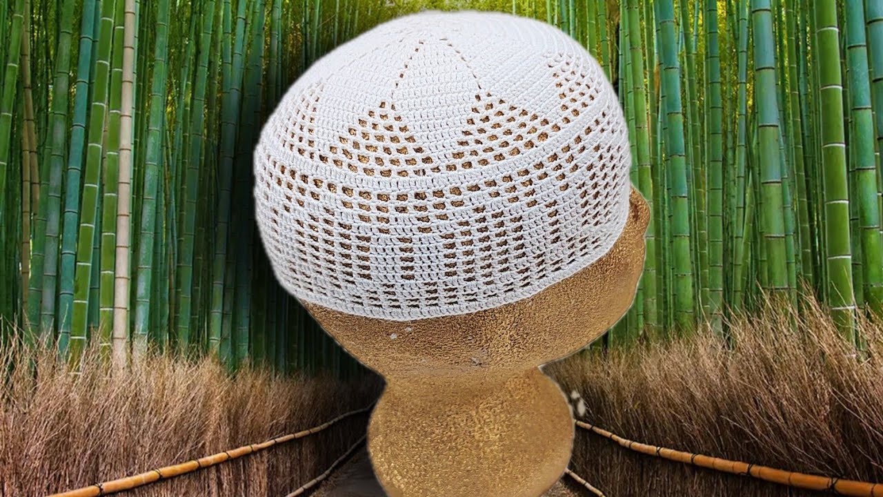 أحدث تصميم طاقية كروشية خليجية رجالية بأسهل الطرق ومقاسات مضبوطة / Crochet cap for the Muslim man