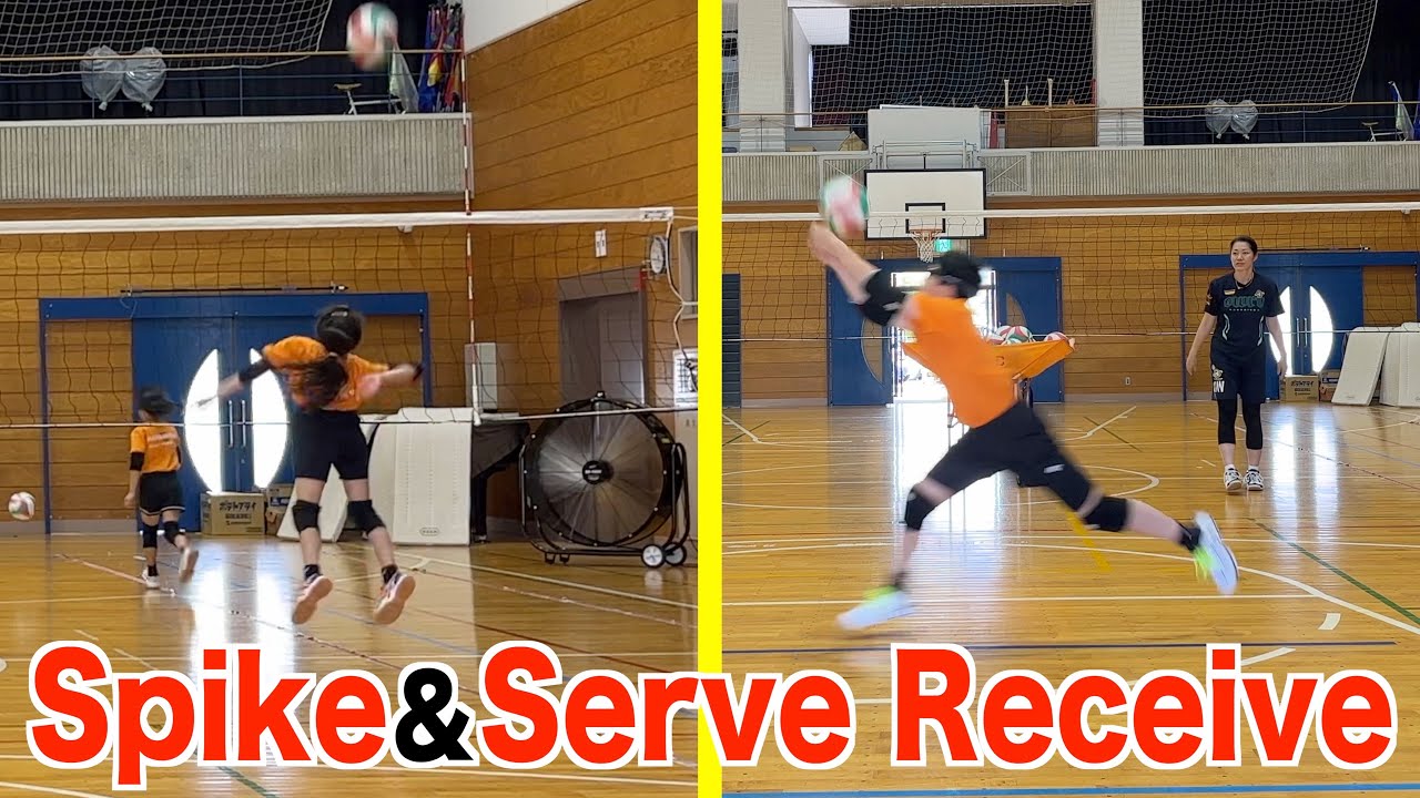 【volleyball clinic】 Spike strengthening practice and serve receive tips!!【volleyball】