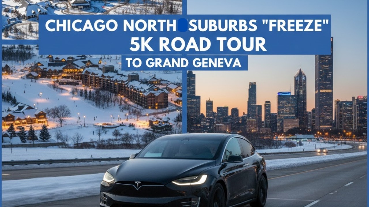 Chicago North Suburbs to Grand Geneva Ski Resort in Wisconsin | 5K Winter Road Trip Tour in Sun Day