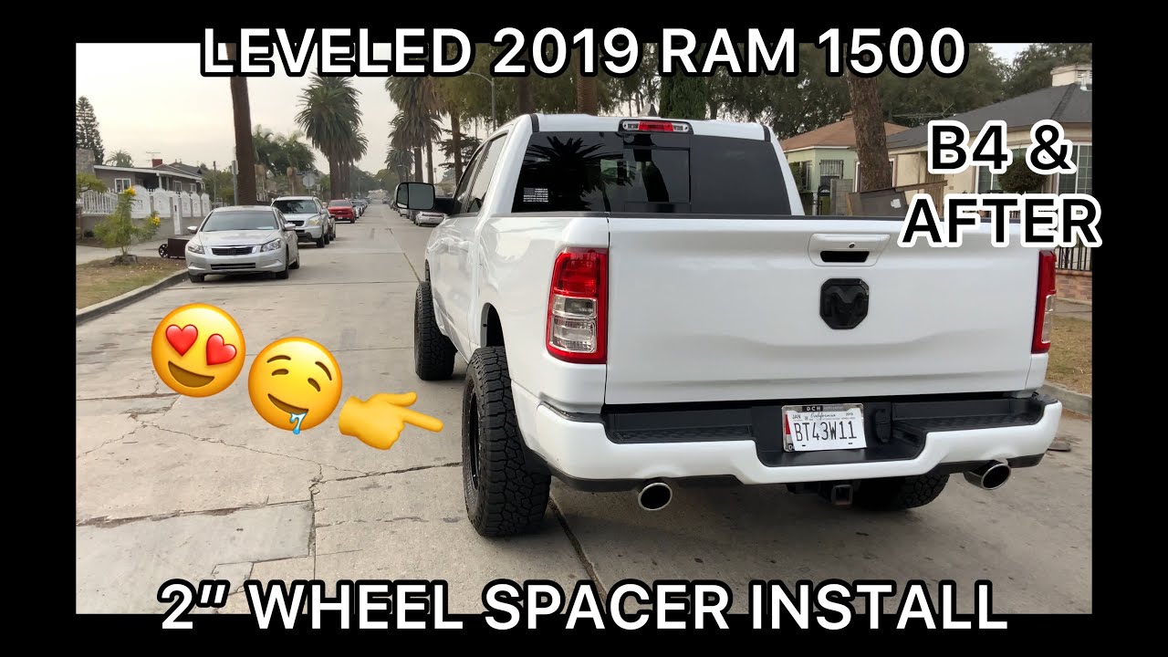 Leveled 2019 Ram 1500 2” Mammoth Wheel Spacer Install | Before and After Photos | DIY | Hub Centric