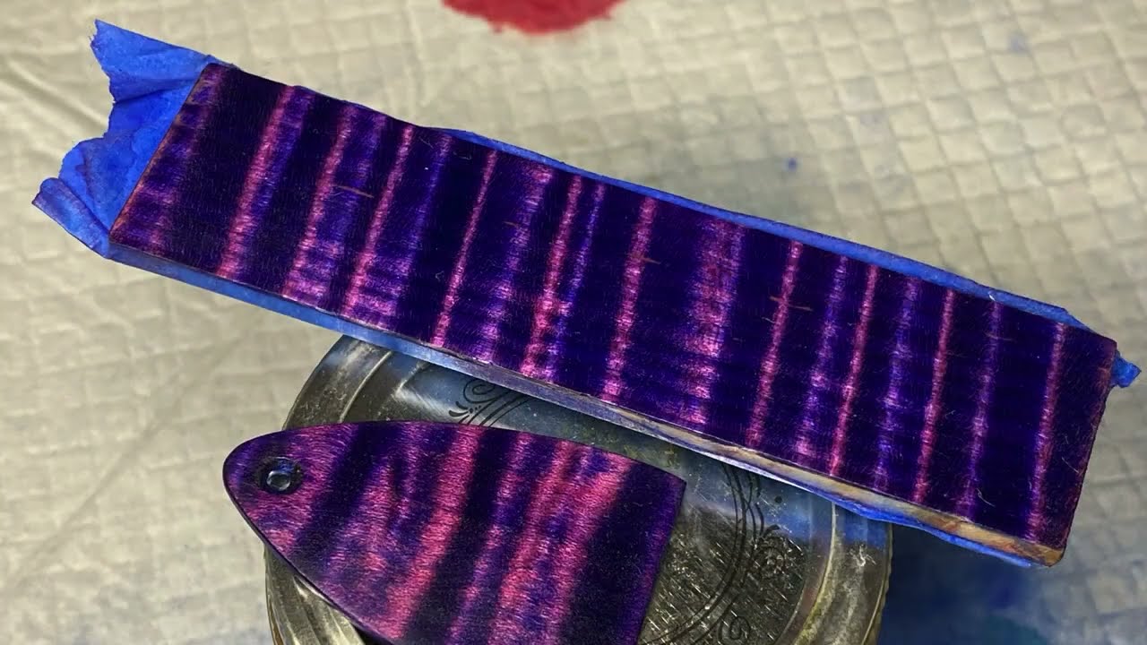 PRS-style replicant purple (purple + pink ) stain tutorial using Fiebing's leather alcohol dyes.