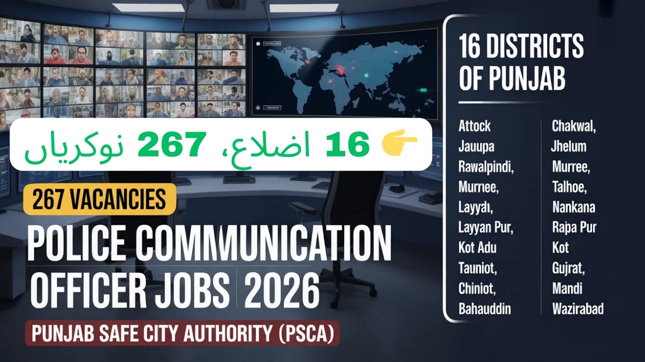Punjab Safe City Authority Jobs 2026 | 267 Police Communication Officer Vacancies | NTS CBT Test