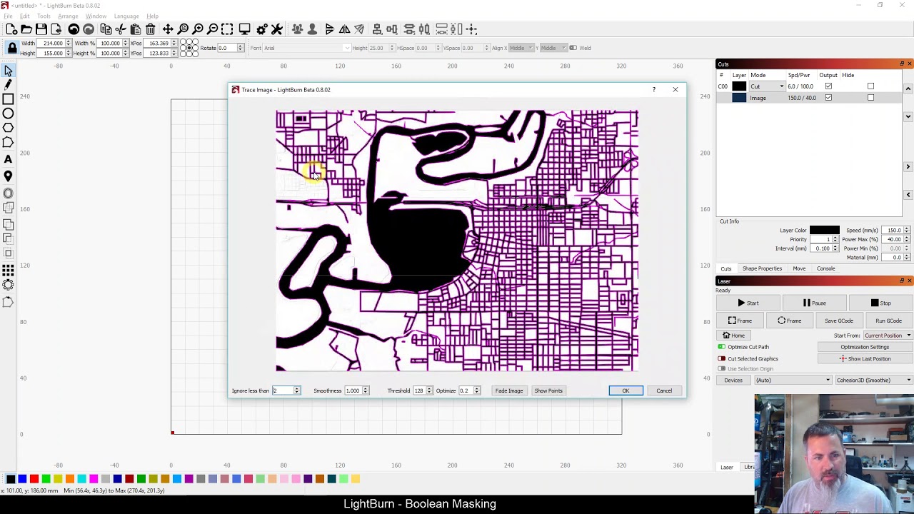 LightBurn Quick Tip - Using the boolean operators to mask or clip an image