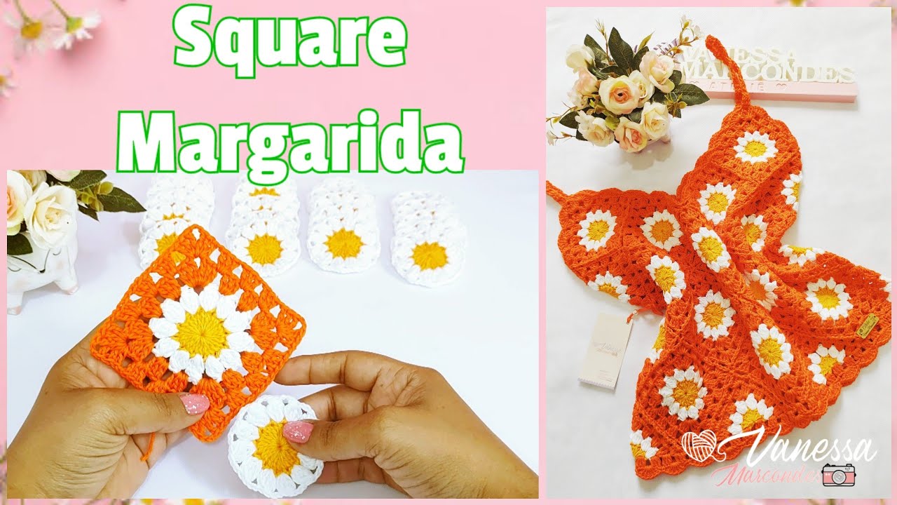 Square Margarida em Crochê 🌼 @VanessaMarcondes