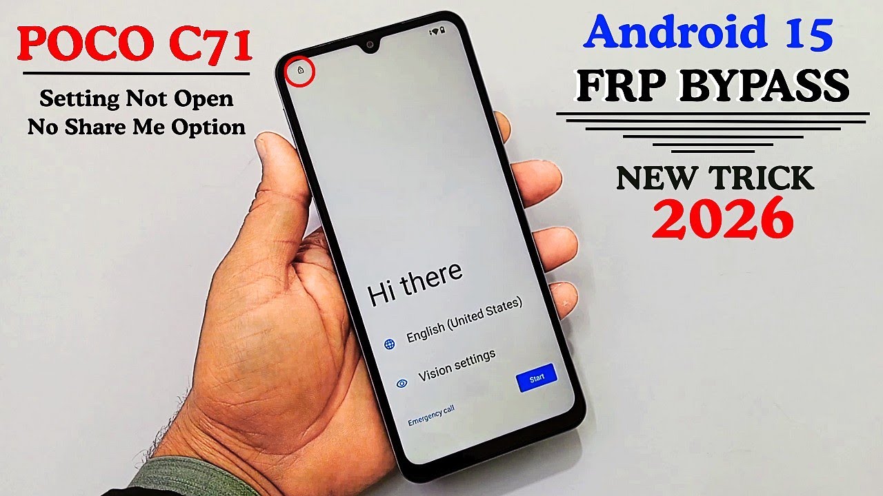 POCO C71 GOOGLE/FRP BYPASS 2026 Android 15 New Security Update | Setting Not Open | No Share Option