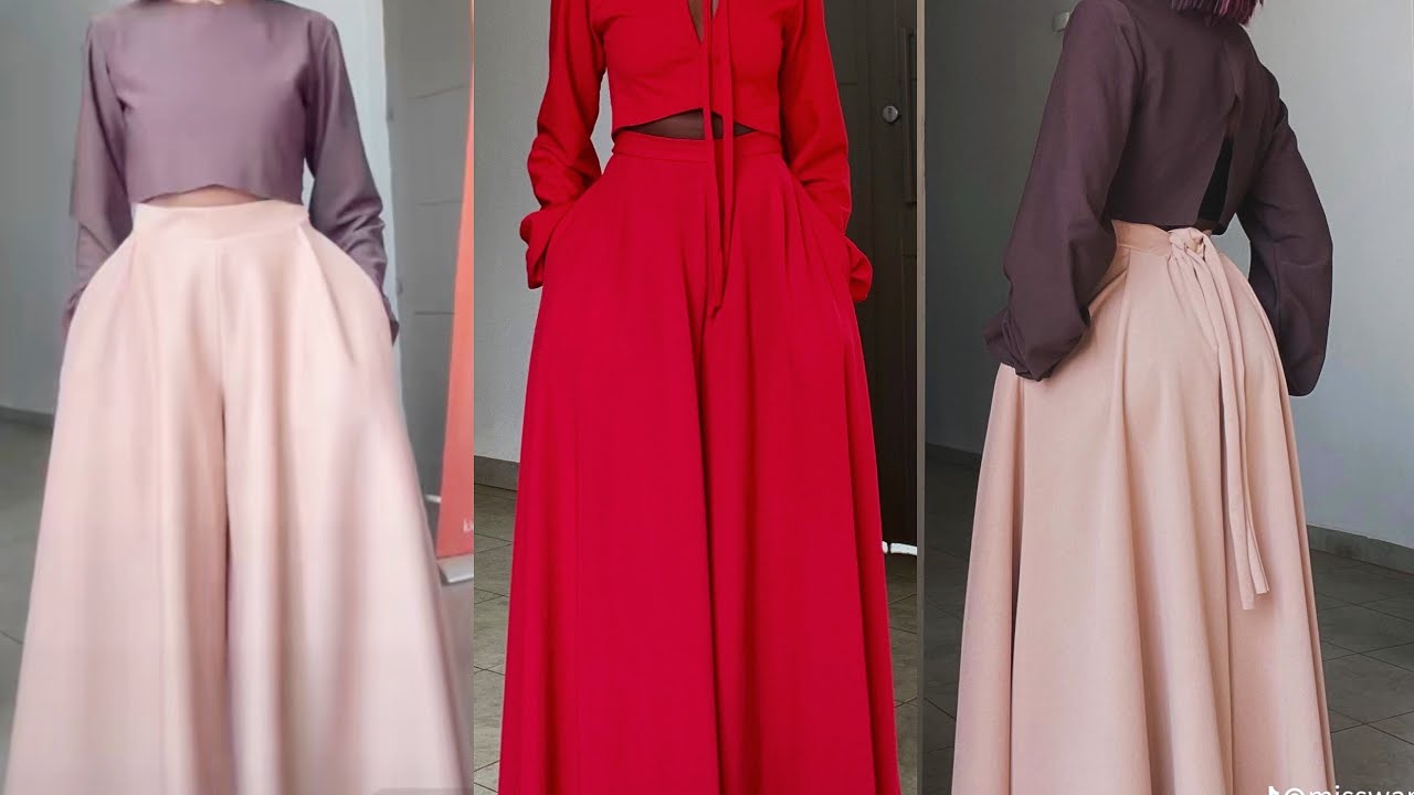 Простой способ раскроя и шитья брюк-палаццо своими руками с ремешком и боковыми карманами. Урок д...