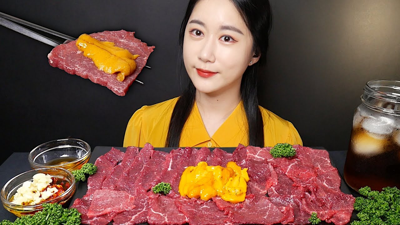 MUKBANG Сырая говядина Морской еж [Raw Beef Sea Urchin] Real Sound MUKBANG | ASMR | EATING SOUND