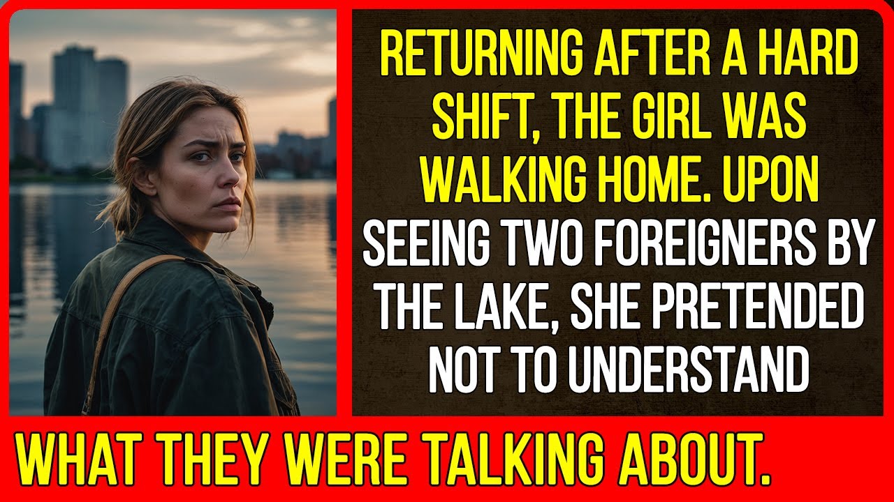Returning after a hard shift, the girl was walking home. Upon seeing two foreigners by the lake...