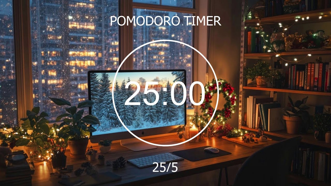 Christmas Sparkle ✨ 25/5 Pomodoro Timer 📚 Lofi, Deep Focus Work, Study With Me, Stay Motivated