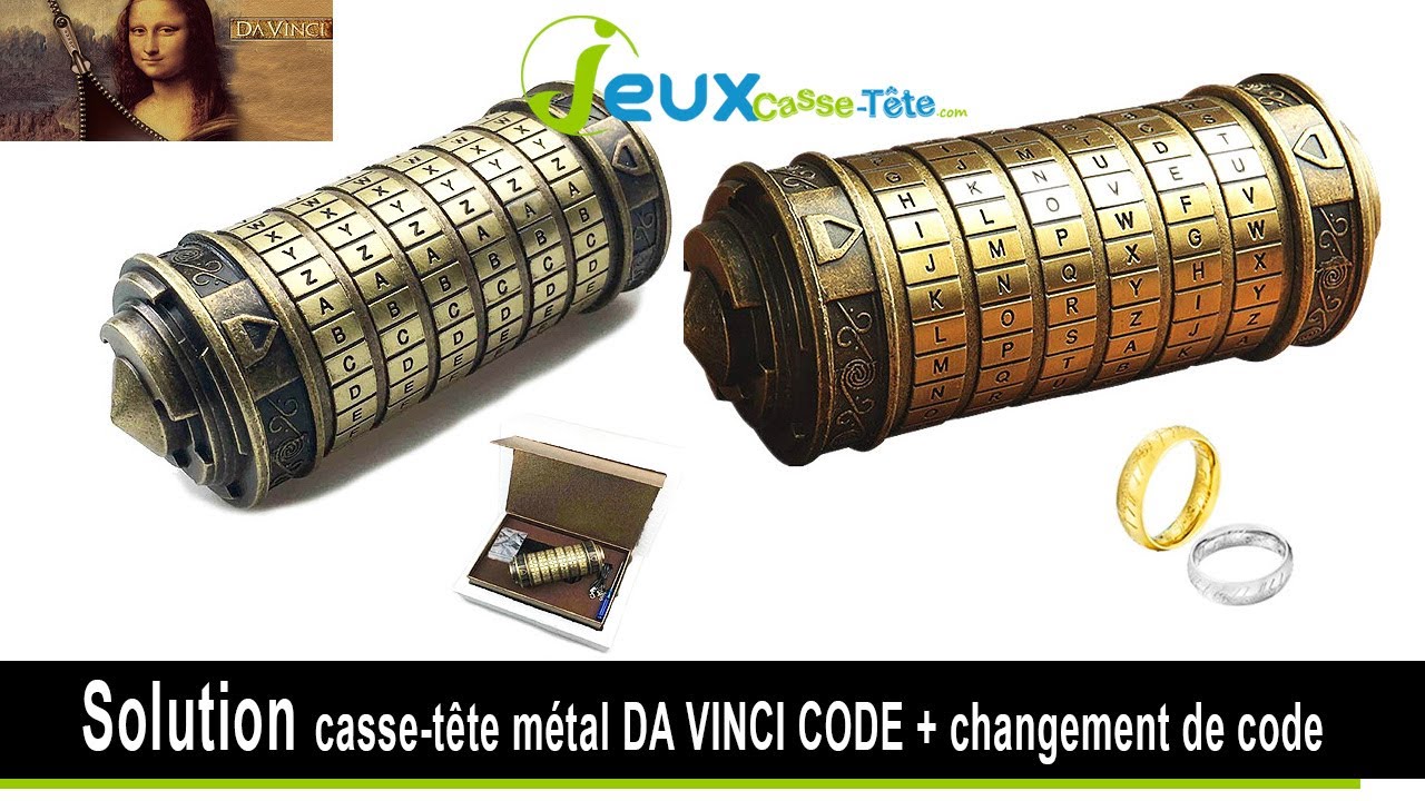 solution casse-tête en métal DA VINCI CODE + changement mot de passe