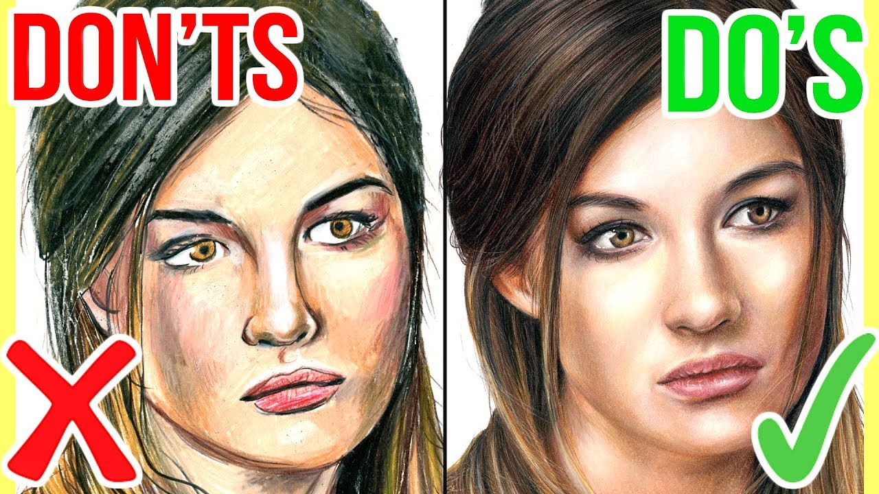DO'S & DON'TS: How To Draw a Face with Coloured Pencils | Realistic Drawing Tutorial Step by Step