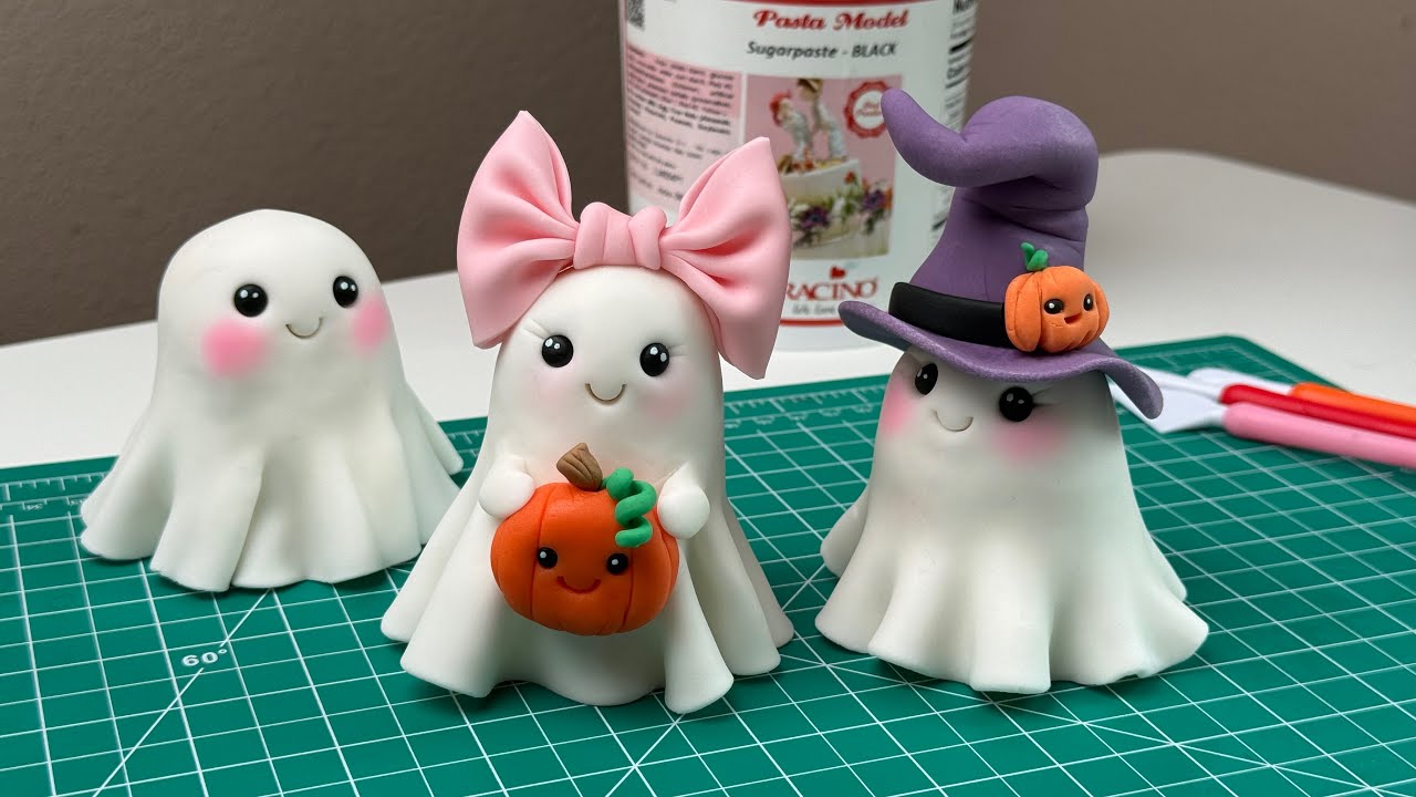How to sculpt Cute fondant Ghosts cake toppers #halloween