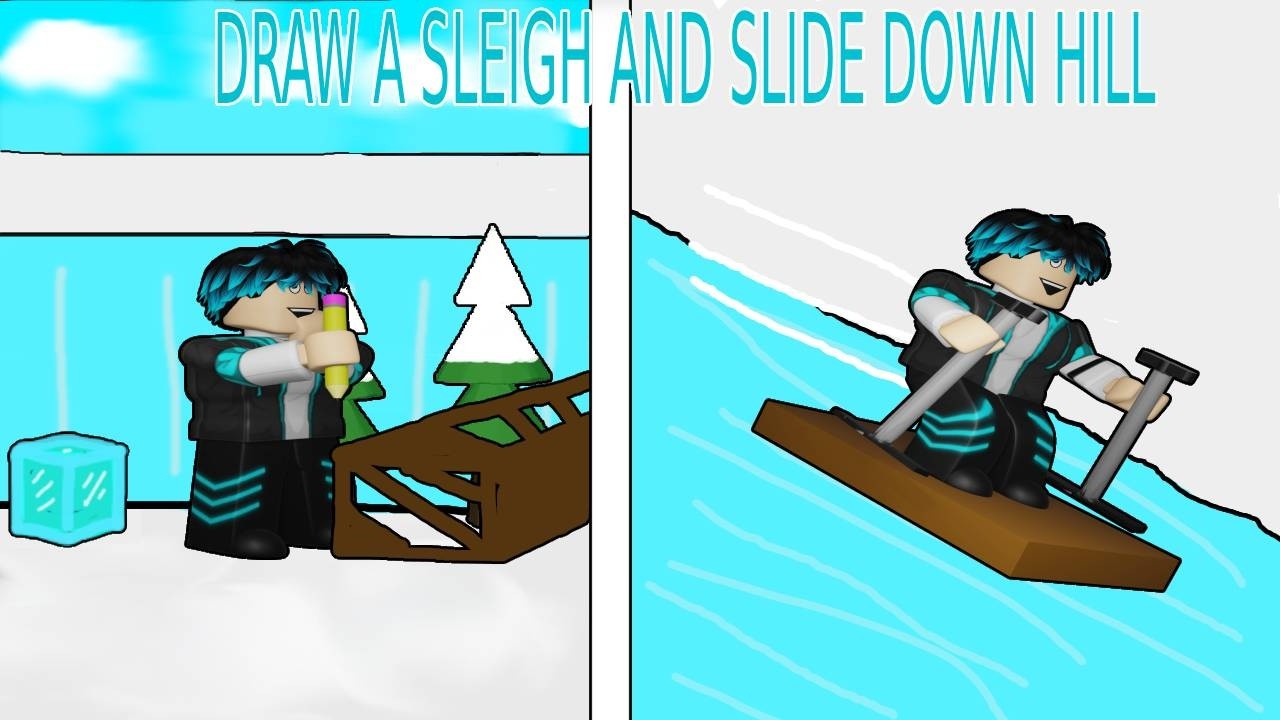 НАРИСУЙ САНКИ И СКАТИ С ХОЛМА ROBLOX #roblox