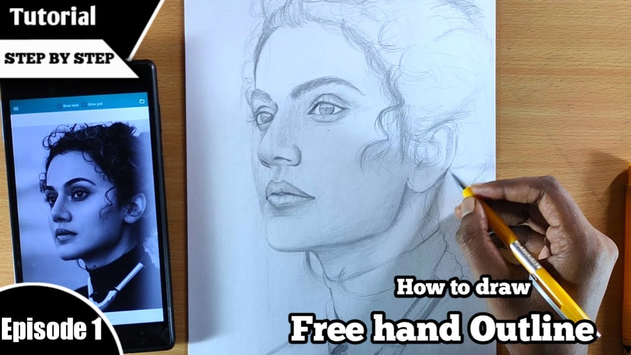 How to draw Freehand Outline (Taapsee Pannu) | Episode 1 | Tutorial for Beginners