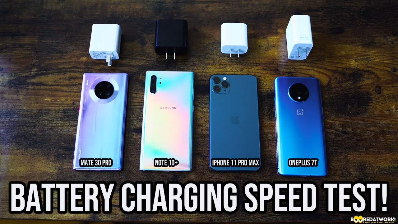 OnePlus 7T vs Mate 30 Pro vs iPhone 11 Pro Max vs Note 10 +: Ultimate Fast Charging Test😯!!!