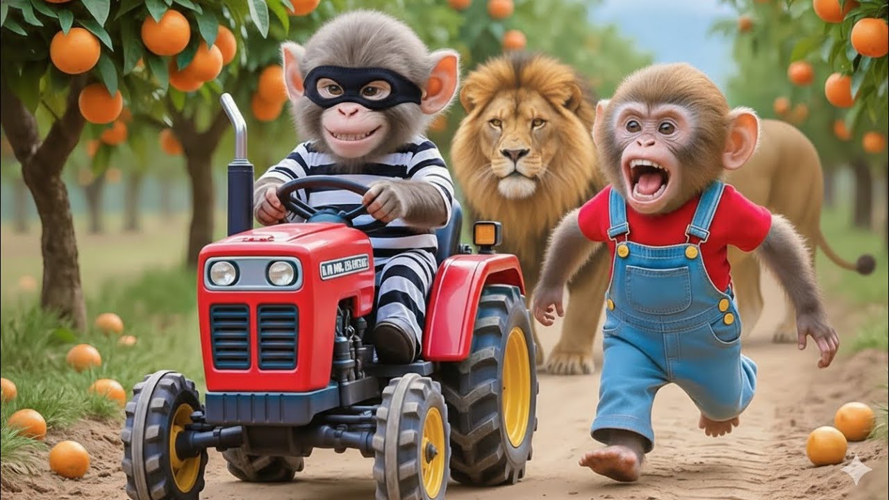 Nani monkey Cartoon Baby monkey Life Cut baby monkey funny video mini tractor driving monkey funny 