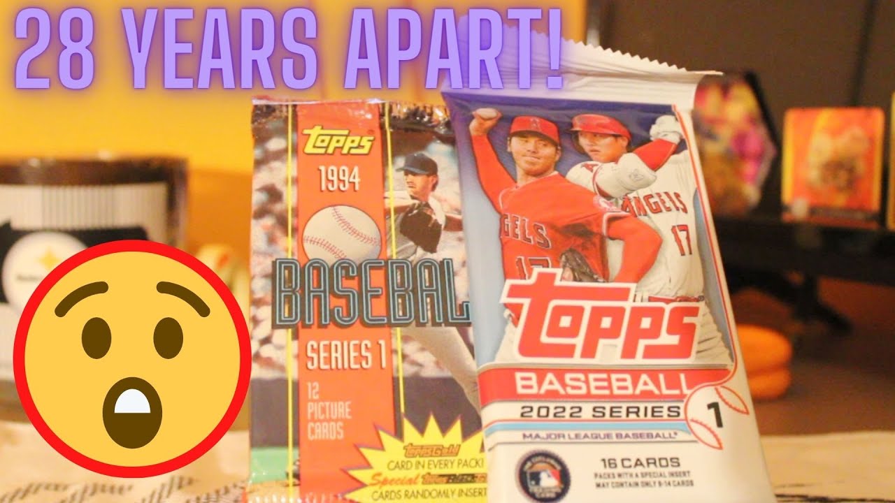 28 Years Apart! Topps Baseball Pack Comparison 1994 Baseball Card Pack Series 1 & 2022 Topps Series1