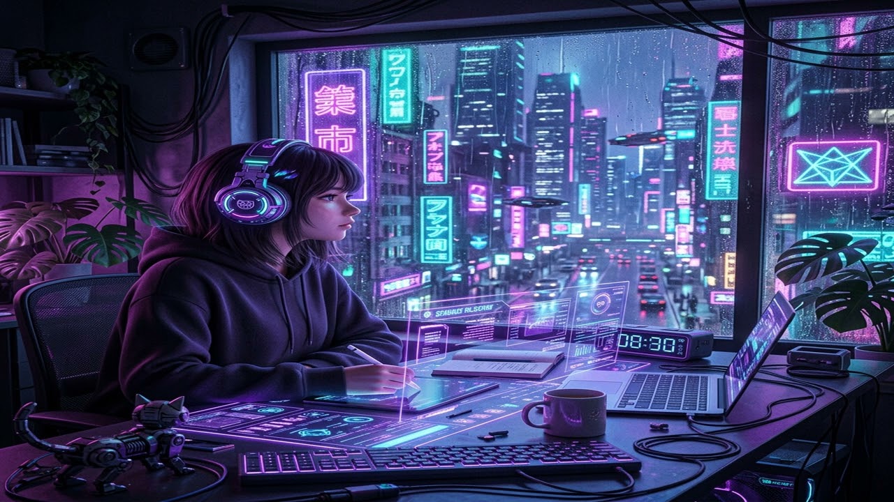 【25分集中】Neon Study - 作業用・勉強用サイバーパンクBGM | 没入型アンビエント