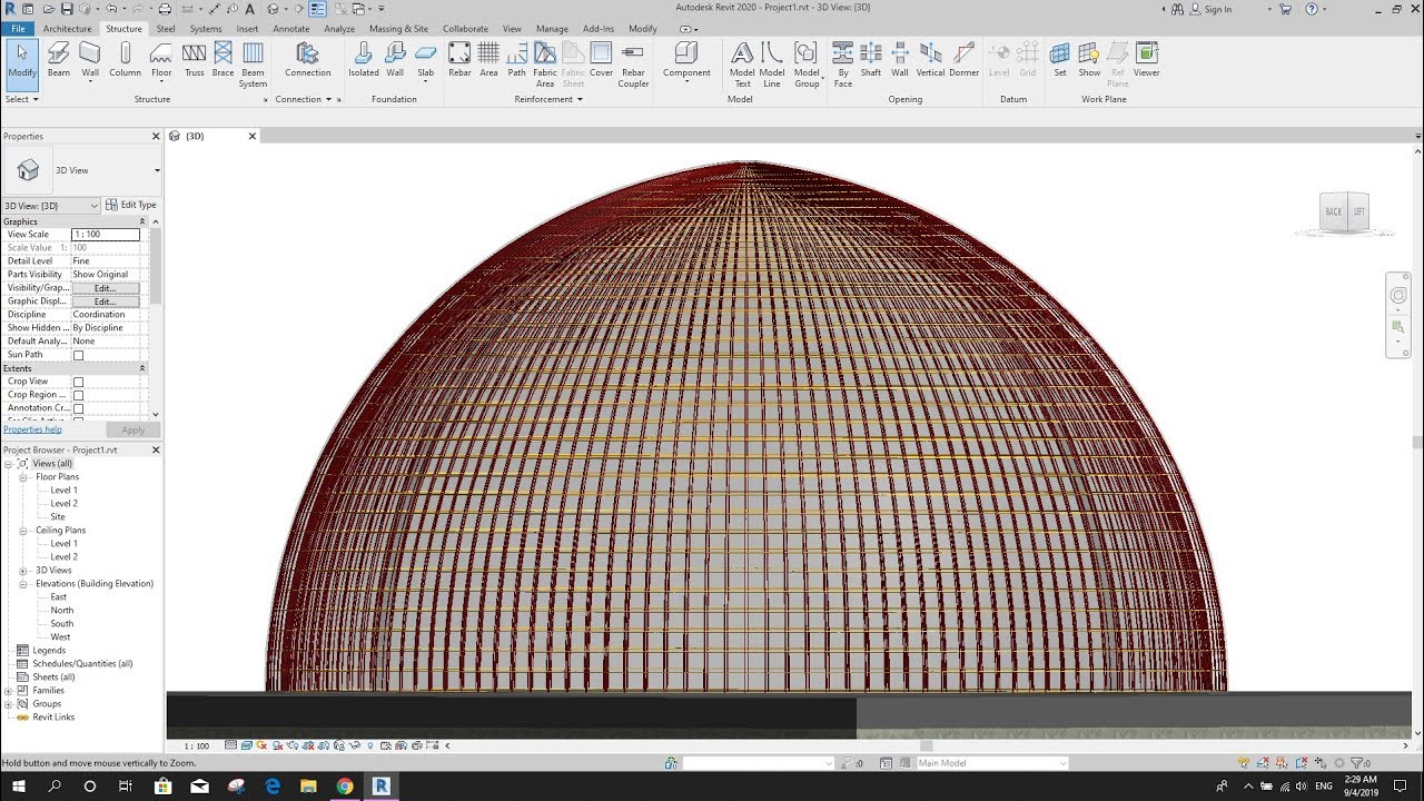 Modeling Dome with Reinforcement in Revit | First ever tutorial on dome rebar