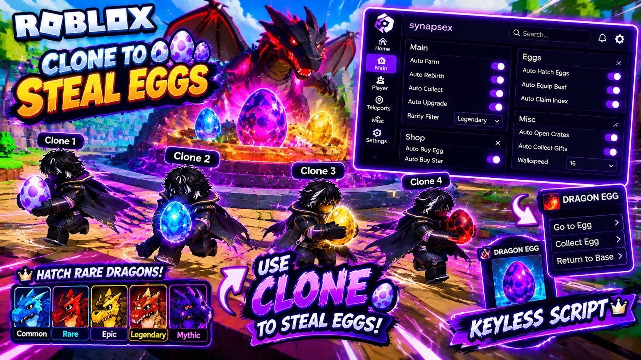 Clone to Steal Eggs  | DRAGON EGG SCRIPT SHOWCASE! | Roblox