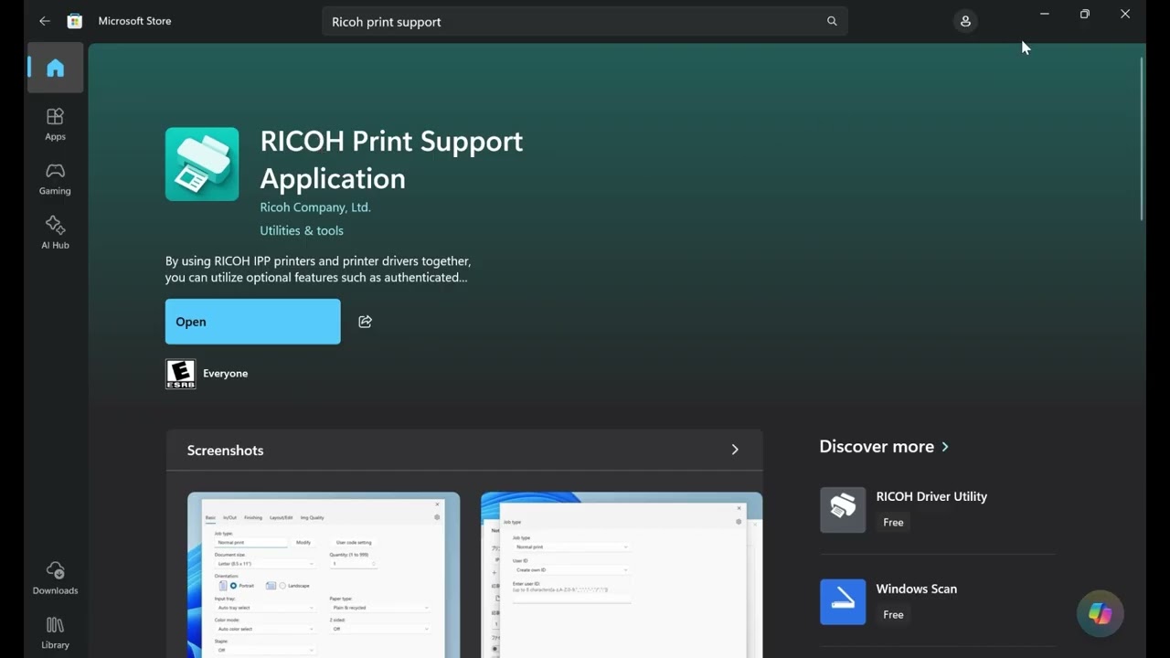 Ricoh IPP print setup with PSA