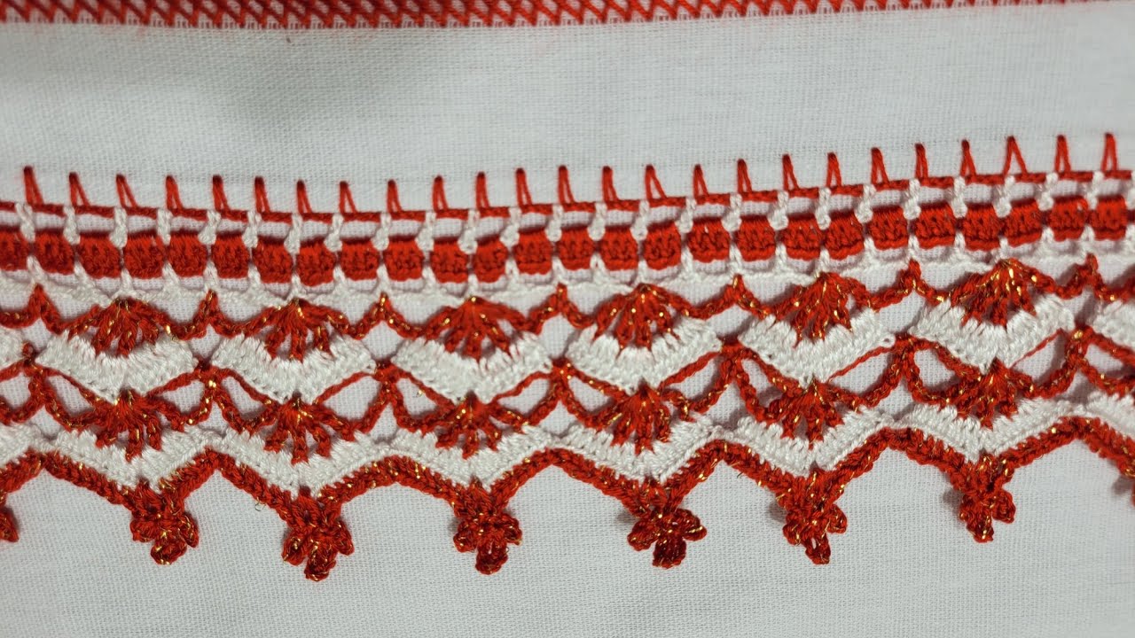 Bico de Crochê para Pano de Prato em 2 Cores - Natal - 423