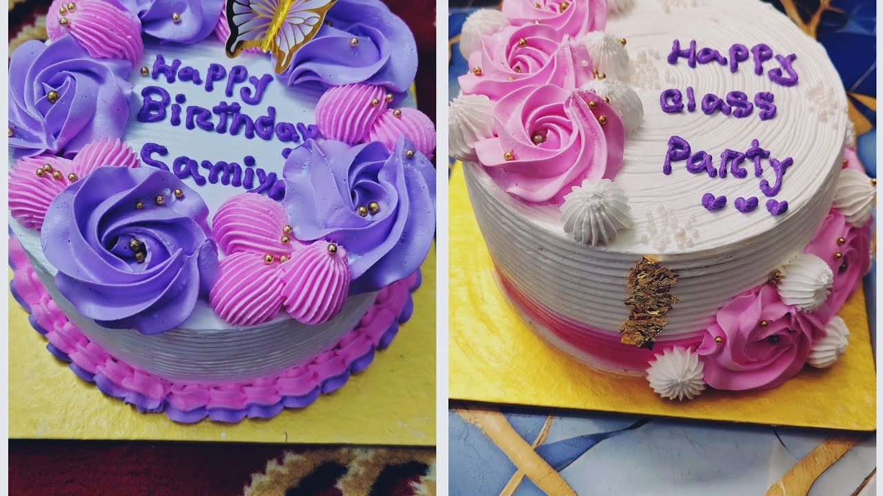 ২ টি ভ্যানিলা স্পন্জ কেক ডেকোরেশন।Vanila sponge cake decoration.....