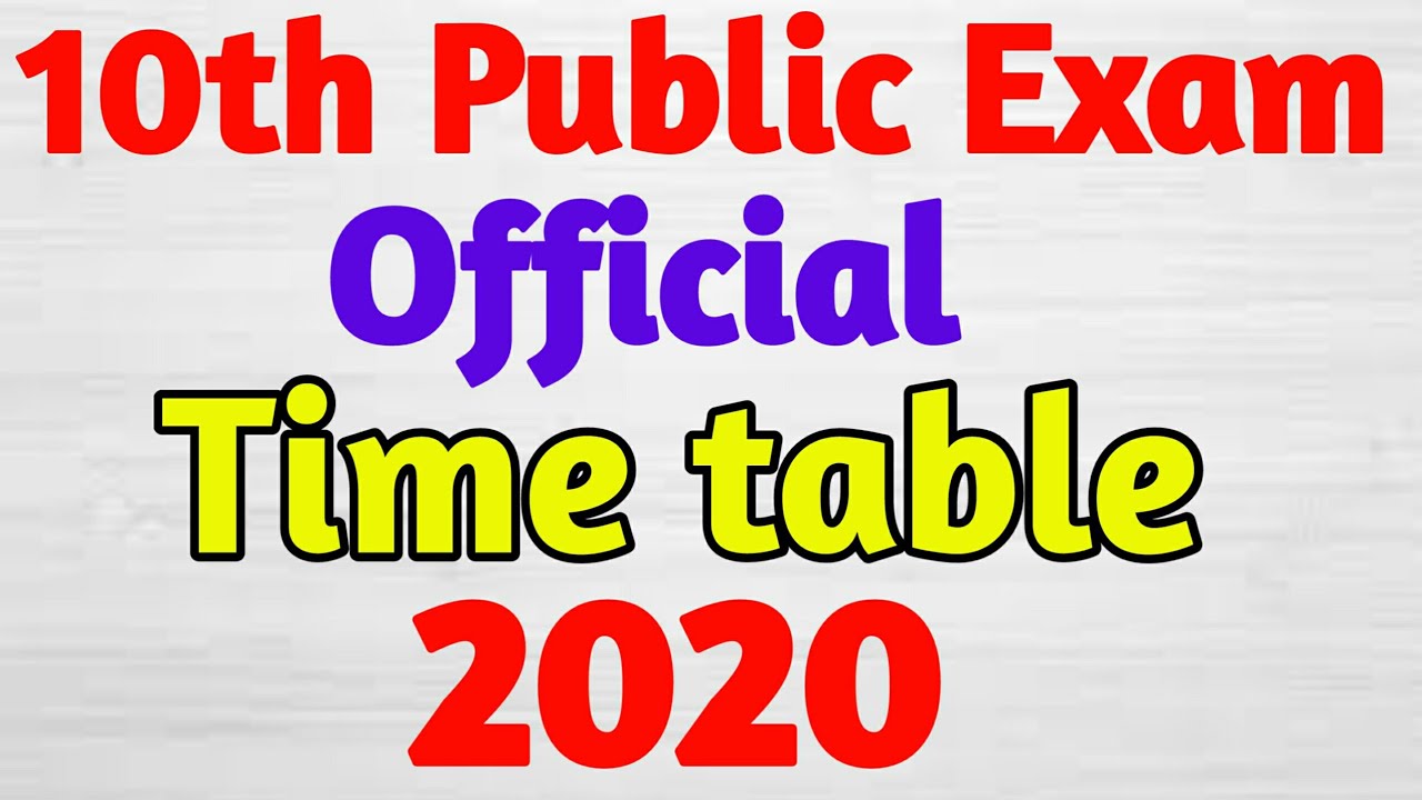 10th Public Exam Time table 2020 - Official